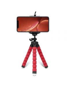 Tripod flexibil MAKS, usor, portabil, reglabil, pentru telefon mobil si camera foto, rosu