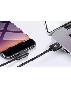 Cablu incarcare telefon Gaming, Wsken, Fast Charge, USB MINI Lightning, negru