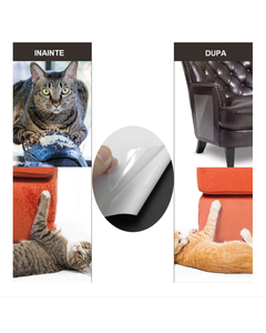 Protectie canapea pentru pisici, MAKS, 2buc/set Cat Scratch 47x15cm, adeziva, transparenta