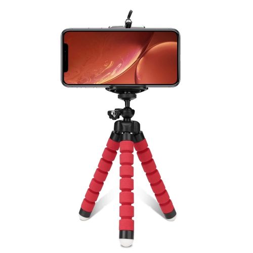 Tripod flexibil MAKS, usor, portabil, reglabil, pentru telefon mobil si camera foto, rosu