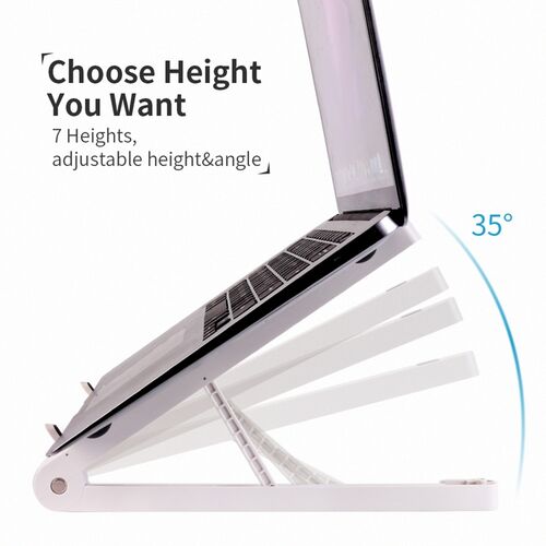 Suport laptop portabil, usor, pliabil, suport greutate max 15kg, alb, 17", MAKS