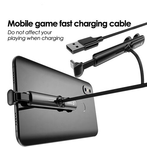 Cablu incarcare telefon Gaming, Wsken, MAKS, Fast Charge, Type C Lightning, negru