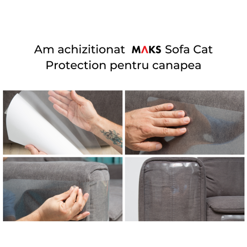 Set 10 folii Protectie impotriva zgarieturilor pentru mobilier, MAKS, 43x30.5 cm, caini si pisici, adeziva, transparenta, agrafe incluse