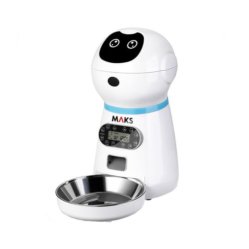 Dispenser hrana automat pentru caini si pisici, MAKS S20, bol inox antibacterian, inregistrare voce, memorie 4 mese, infrarosu