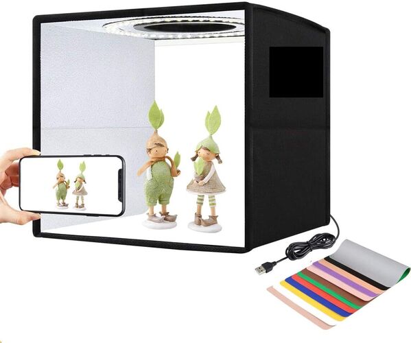 Mini Studiou Foto portabil, , MAKS, profesional pentru poze, LightBox foto, 25cmX25cm, Kit cu 96 LED-uri Lumini & 12 fundaluri de culori.