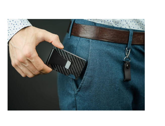 Portofel din Fibra de Carbon, Unisex, Minimalist tip Portcard cu Protectie RFID